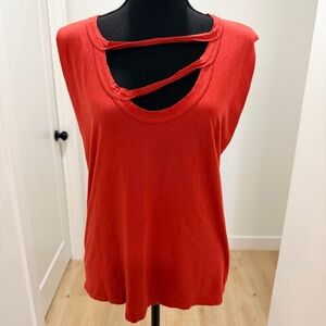 LAmade Bold Red Cutout Muscle Tank Top